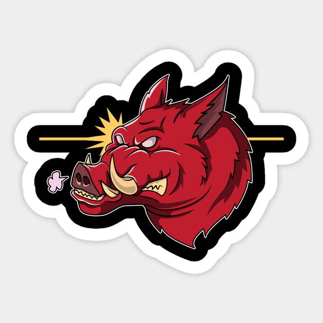 Angry Boar Head Sticker by doddy77